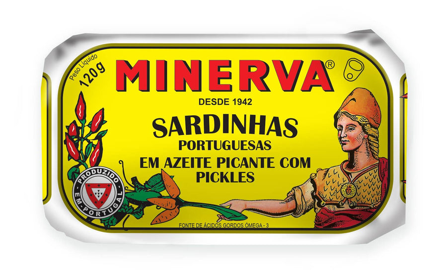 Minerva Gourmet Sardines in Spiced Olive Oil with Pickles - The Spanish Table