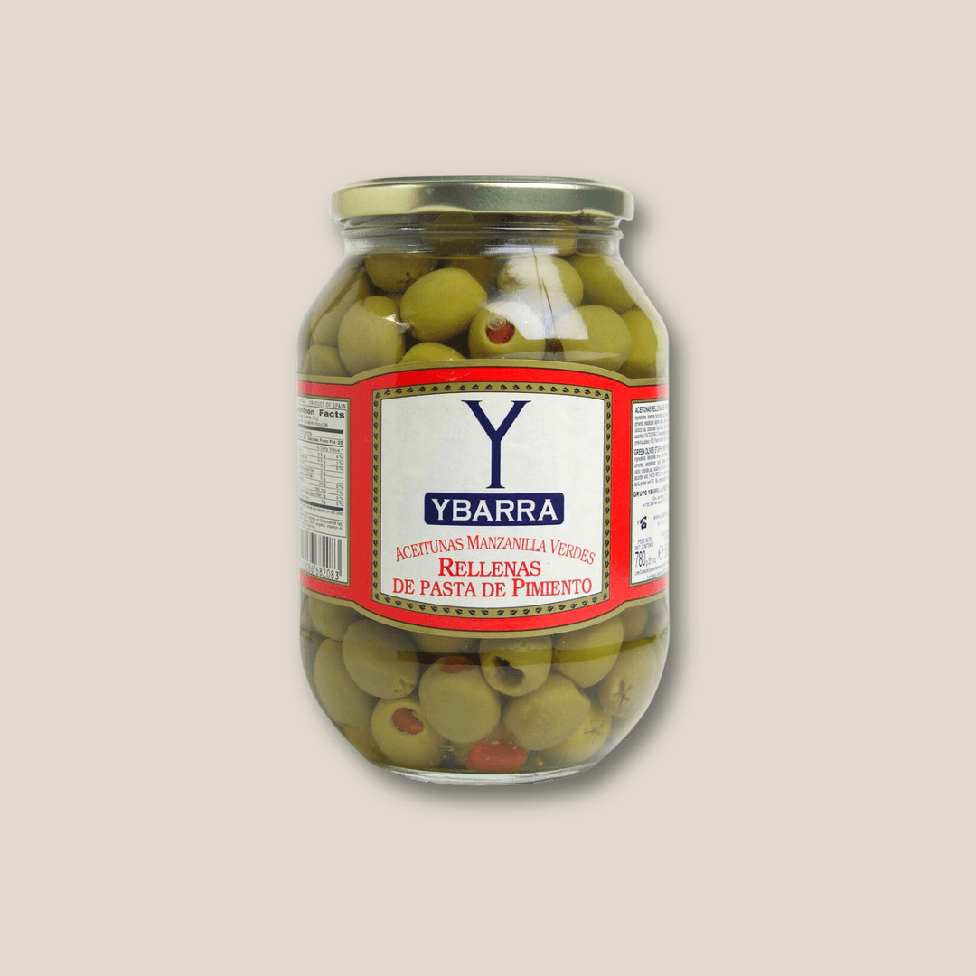 Ybarra Manzanilla Olives With Red Pepper 500 Gr. - The Spanish Table