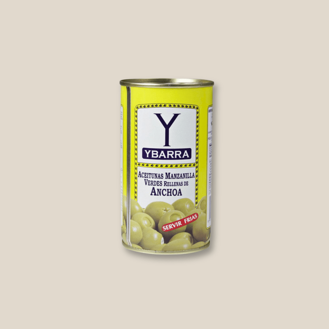 Ybarra Anchovy Stuffed Olives 150 gr Tin - The Spanish Table