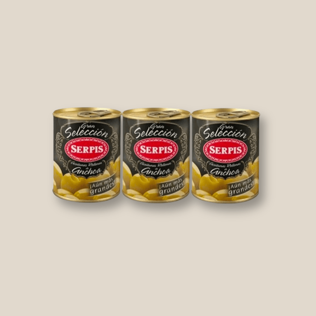 Serpis Anchovy-Stuffed Olives, 50Gr Tins, Pack Of 3 - The Spanish Table