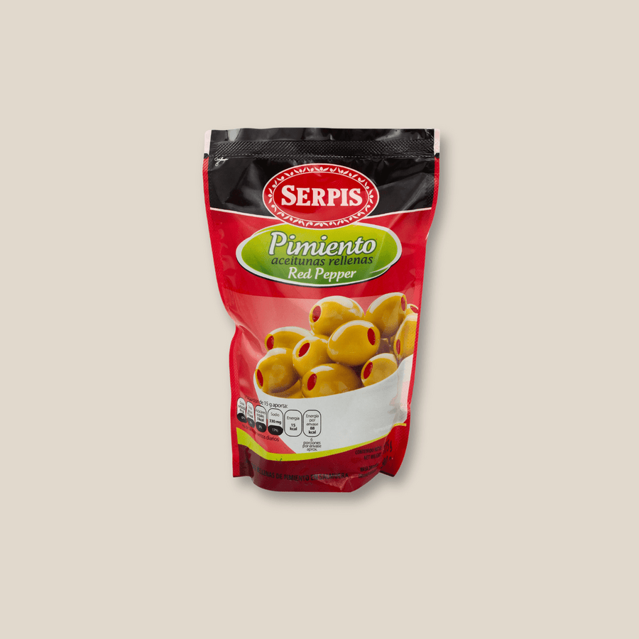 Serpis Manzanilla Green Olives Stuffed with Red Pepper Bag - The Spanish Table