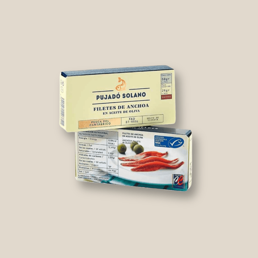 Pujado Solano Cantabrian Anchovies, 50gr Tin - The Spanish Table