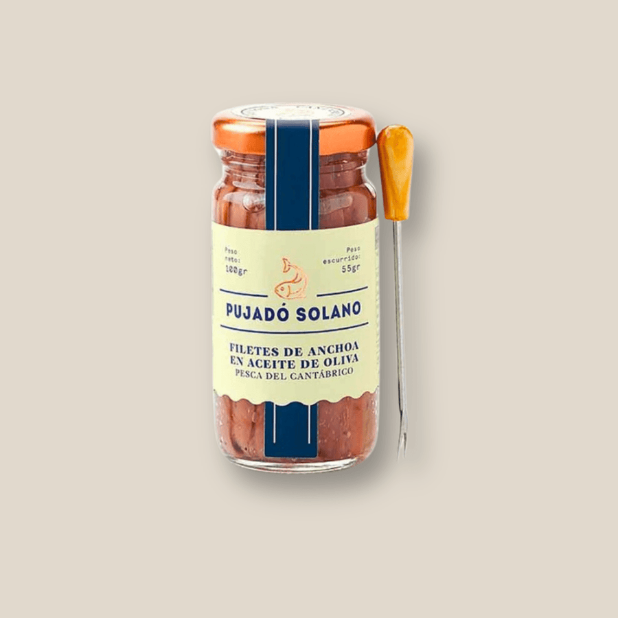 Pujado Solano Anchovy Fillets In Olive Oil, 100 Gr Jar - The Spanish Table