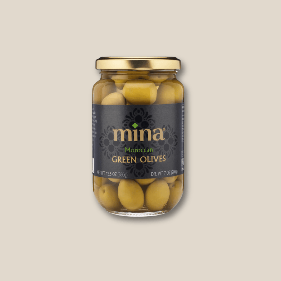 Mina Moroccan Green Olives w/ Pits 350g (12.5 oz) - The Spanish Table