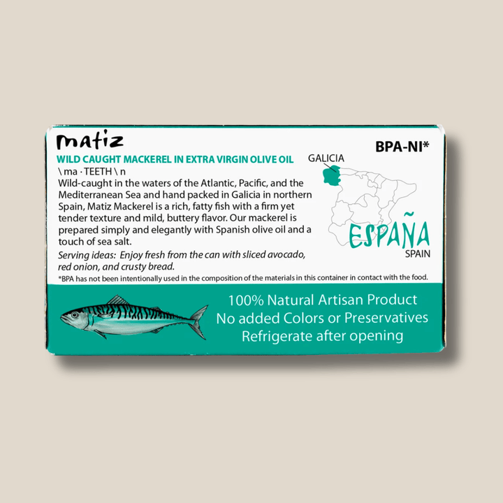 Matiz Wild Caught Mackerel in Organic Extra Virgin Olive Oil 85g (3 oz) - The Spanish Table