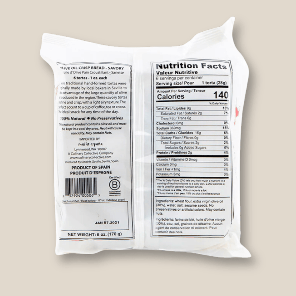 Matiz Savory Tortas, 6 Pc. - The Spanish Table