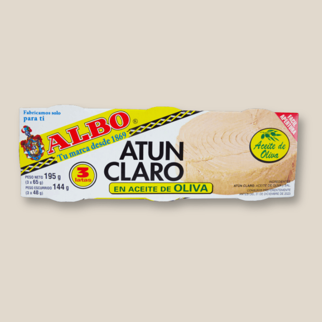 Albo Atun Claro En Aceite De Oliva Pack 3 (Tuna In Olive Oil In A 3 Pack) Each Can 92 Grs - The Spanish Table