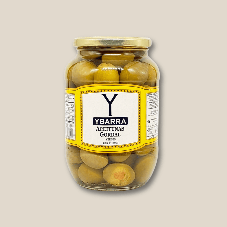 Ybarra Gordal ("Queen Olives") With Pits, 27.5 Oz, 500Gr Jar - The Spanish Table