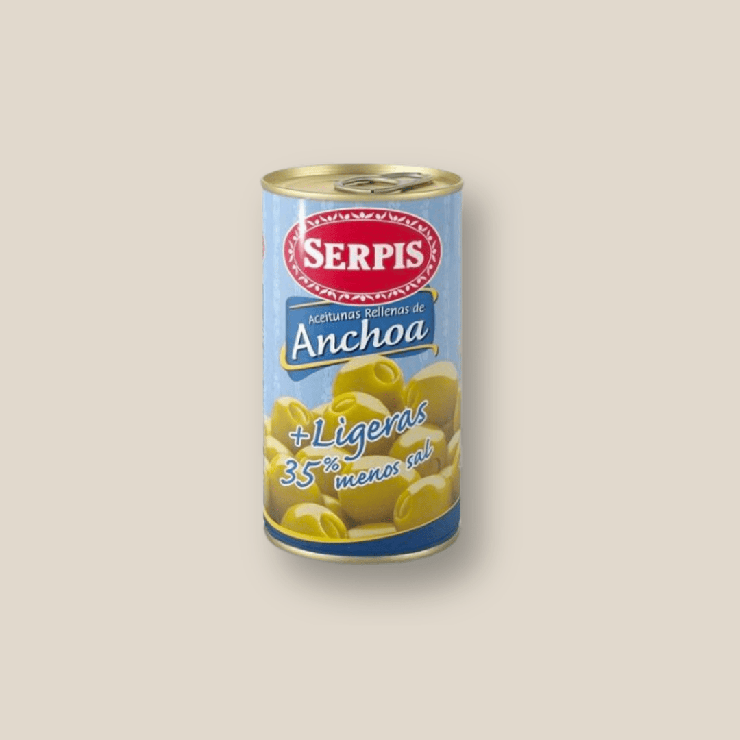 Serpis Anchovy-Stuffed Olives (lower salt) 350g - The Spanish Table