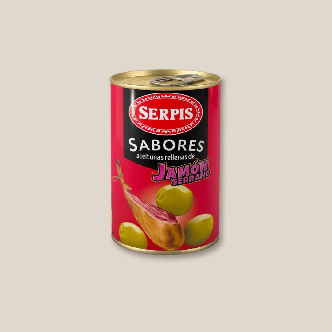 Serpis Serrano Ham Flavored Olives, 300G - The Spanish Table