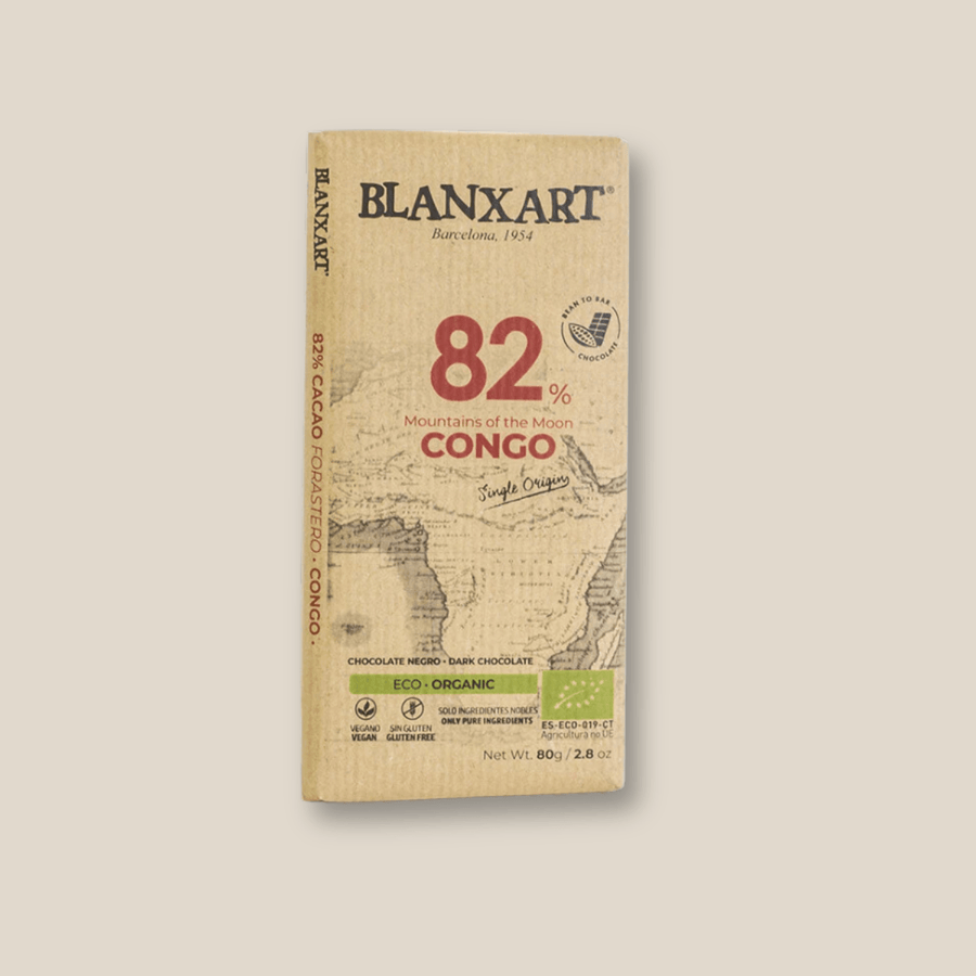 Blanxart Single Origin 82% Congo "Mountains of the Moon" Organic Dark Chocolate 80g/ 2.8 oz Bar - The Spanish Table