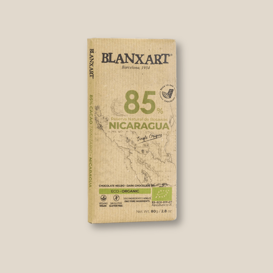 Blanxart Single Origin 85% Nicaragua "Bosawas Nature Preserve" Organic Dark Chocolate 80g/ 2.8 oz Bar - The Spanish Table