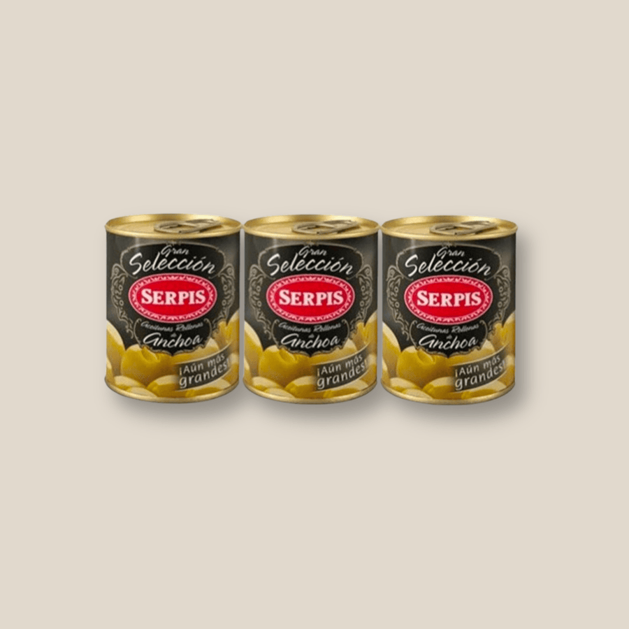 Serpis Anchovy-Stuffed Olives, 50Gr Tins, Pack Of 3 - The Spanish Table