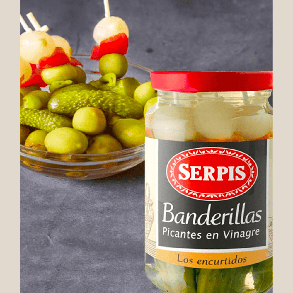 Serpis Banderillas Picantes en Vinagre (Pickles on a skewer) 340g - The Spanish Table