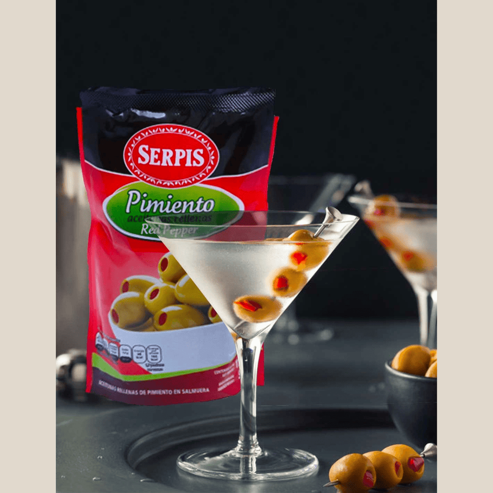 Serpis Manzanilla Green Olives Stuffed with Red Pepper Bag - The Spanish Table