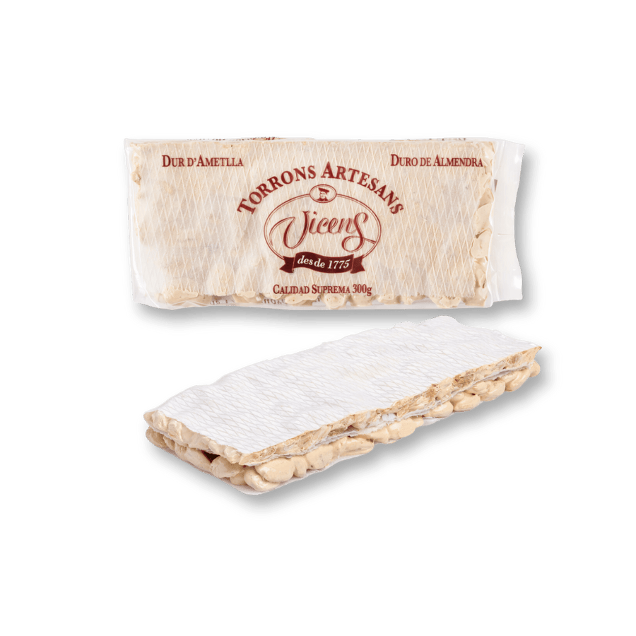 Vicens Hard Almond Turron (Turron Duro), 200gr Clear Wrap - The Spanish Table