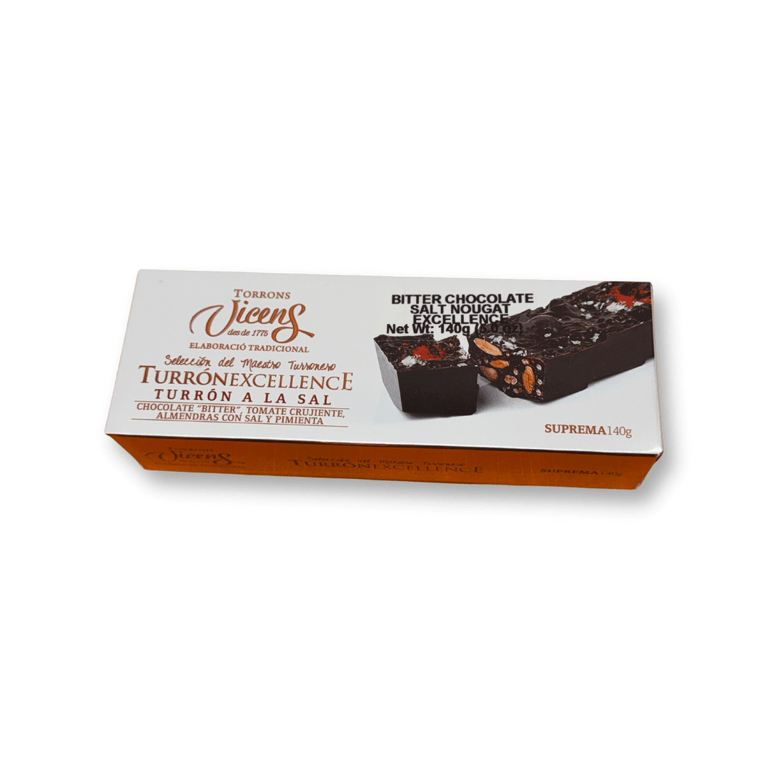 Vicens Excellence Bittersweet Salted Chocolate Turron (Turron Chocolate a la Sal), 140gr - The Spanish Table