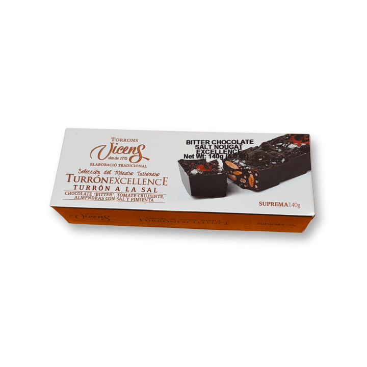 Vicens Excellence Bittersweet Salted Chocolate Turron (Turron Chocolate a la Sal), 140gr - The Spanish Table