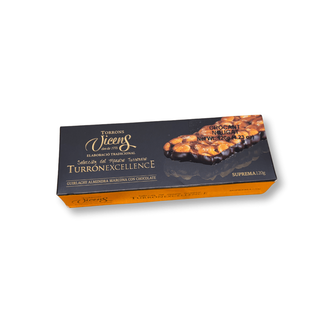 Vicens Excellence Caramelized Hard Almond Turron (Turron Guirlache), 120gr - The Spanish Table