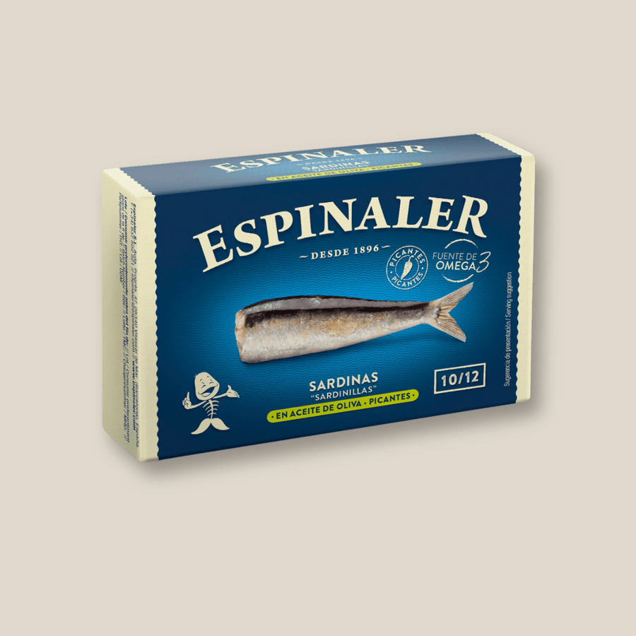 Espinaler Baby Sardines 10/12 (Sardinillas) In Spicy Olive Oil, 4 Oz Tin - The Spanish Table