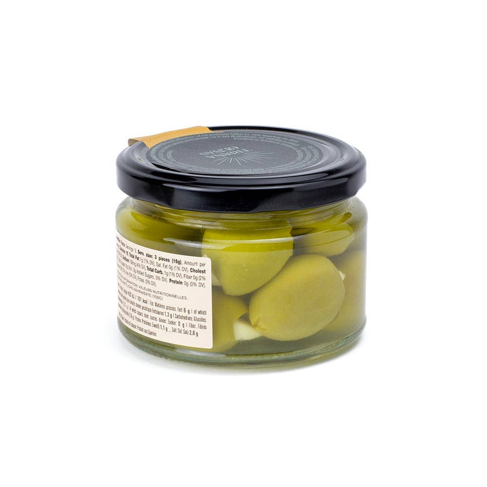 Triana Olivas. Gordal Olives from Seville Stuffed w/ Garlic - The Spanish Table
