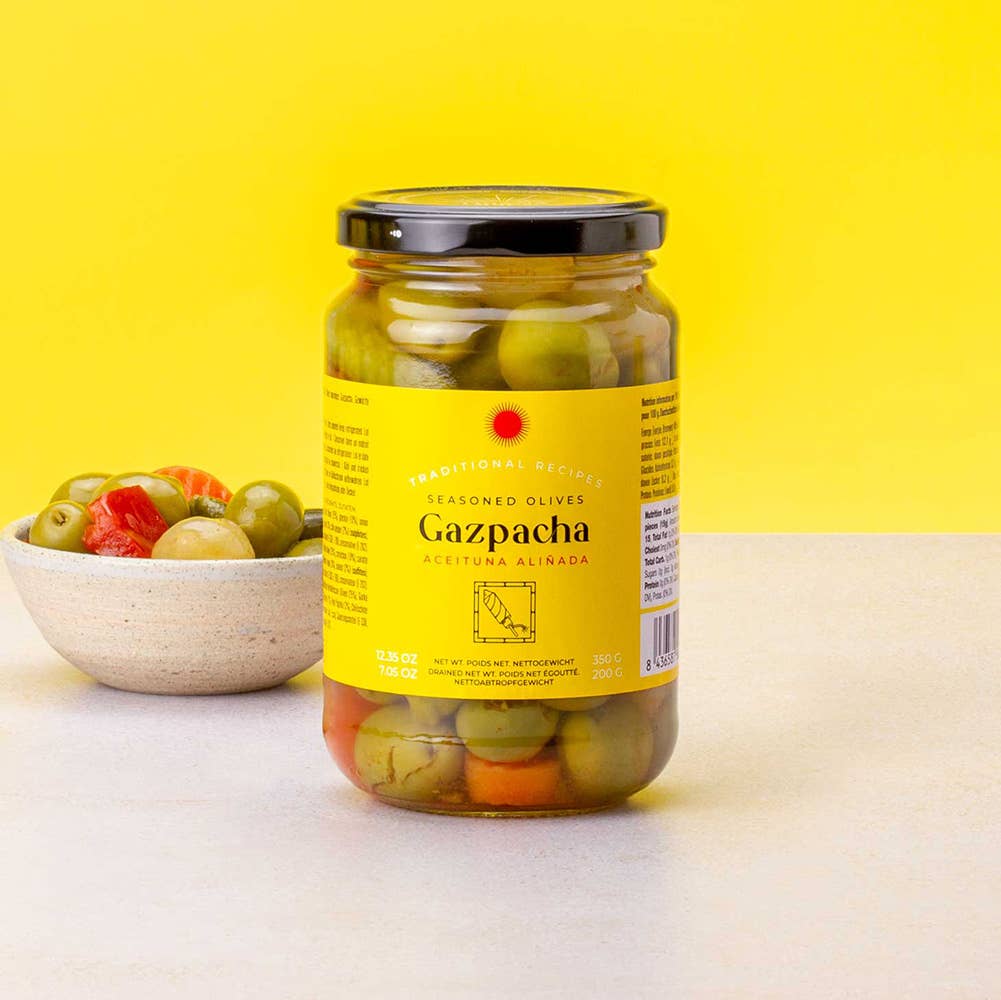 Triana Olivas. Seasoned Gazpacha Olives - The Spanish Table