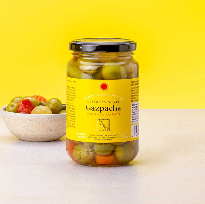 Triana Olivas. Seasoned Gazpacha Olives - The Spanish Table